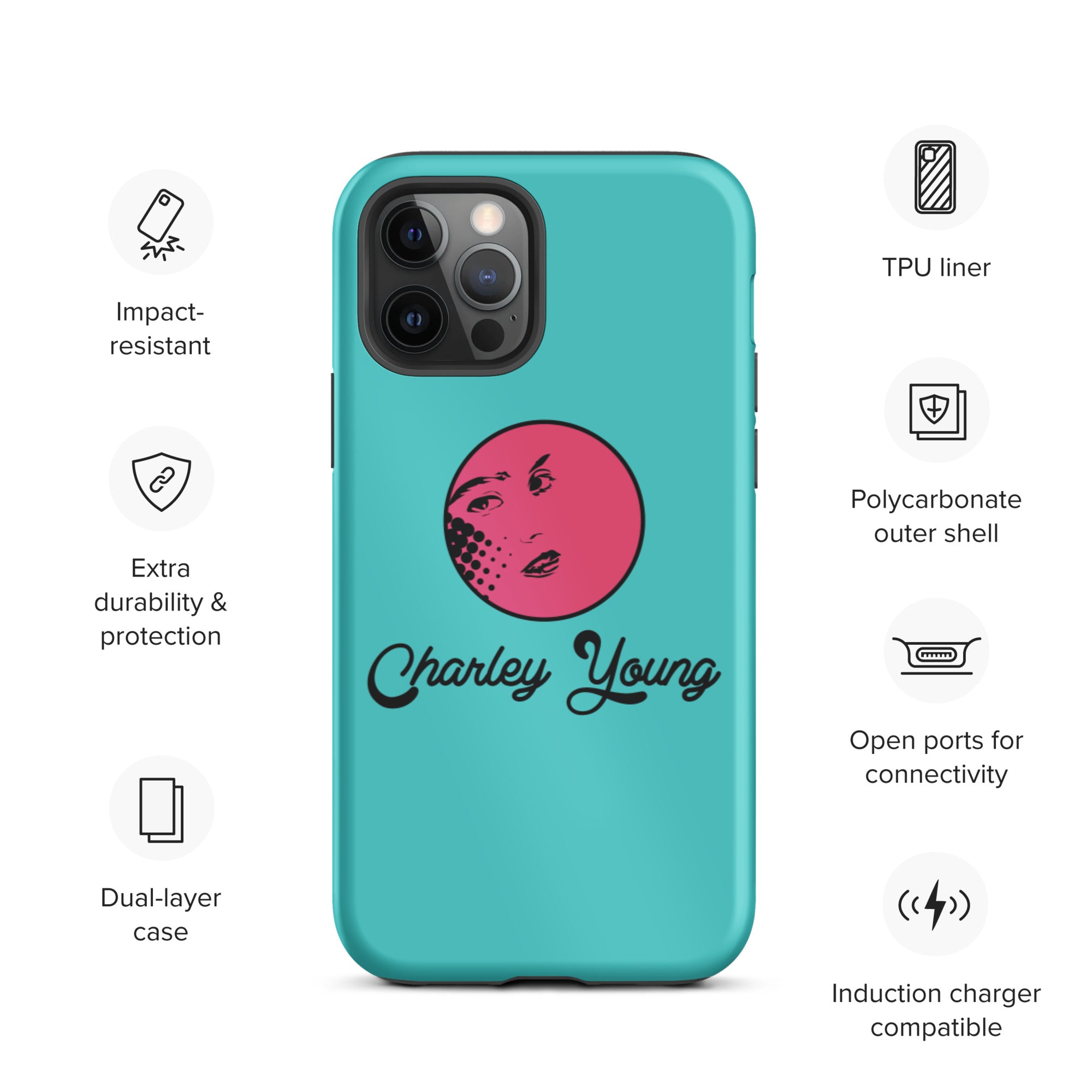 Charley Young Neon Logo Tough iPhone case