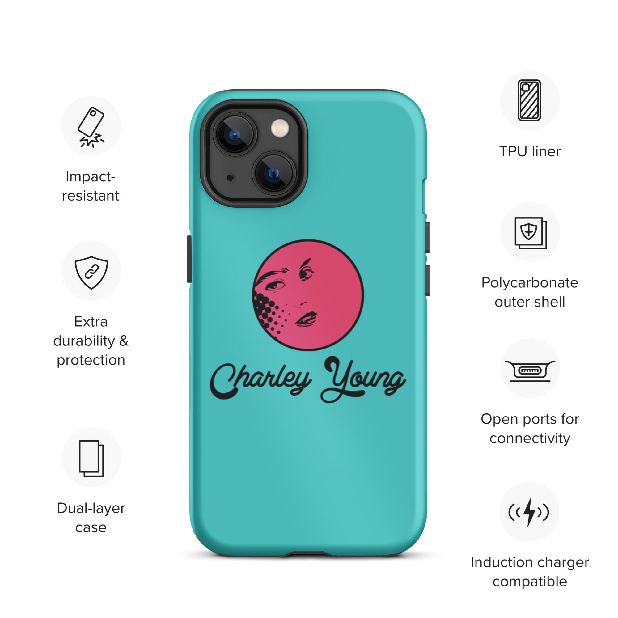Charley Young Neon Logo Tough iPhone case
